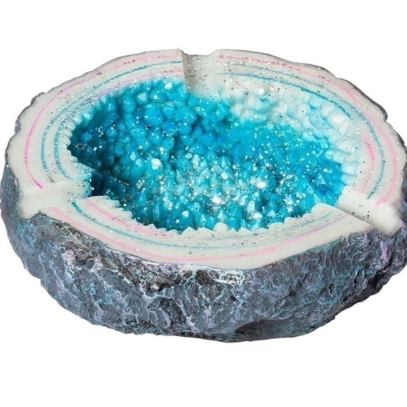 Colorful Blue Crystal Geode Stone Design 4.25 inch Ashtray - Picture 8 of 8